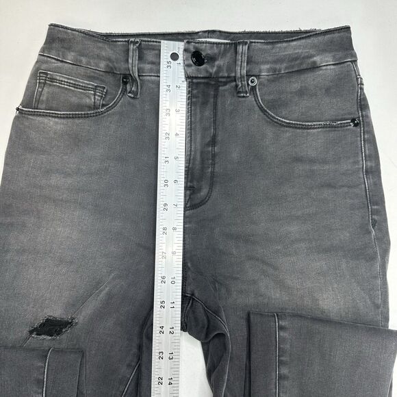 Good American Jeans 4 27 Good Legs Crop Skinny High Rise Black Denim Distress - Picture 8 of 12